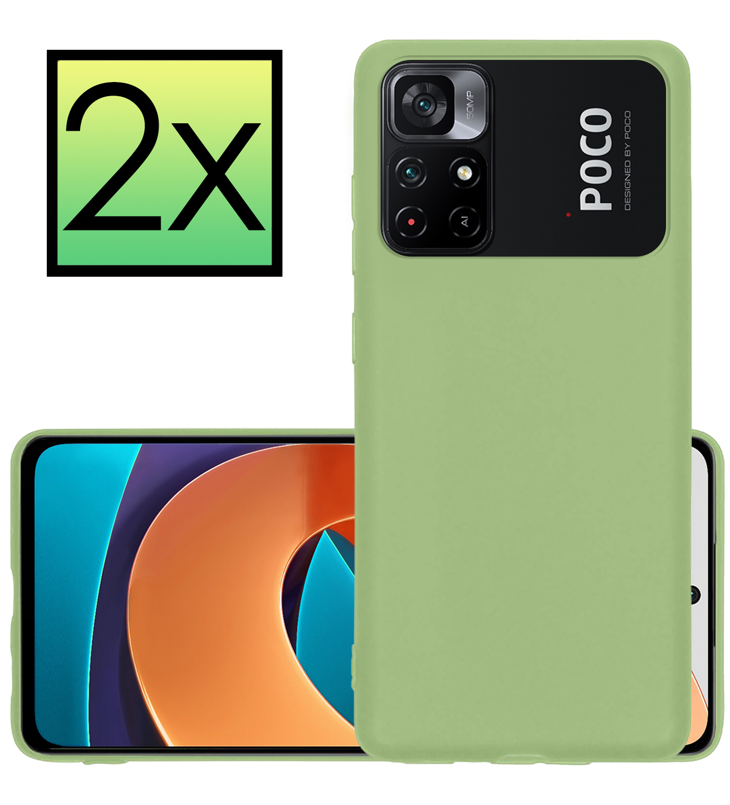 NoXx Hoes Geschikt voor Xiaomi Poco M4 Pro 5G Hoesje Cover Siliconen Back Case Hoes - Groen - 2x