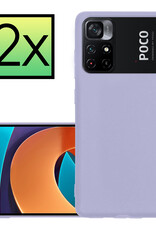 NoXx Hoes Geschikt voor Xiaomi Poco M4 Pro 5G Hoesje Cover Siliconen Back Case Hoes - Lila - 2x