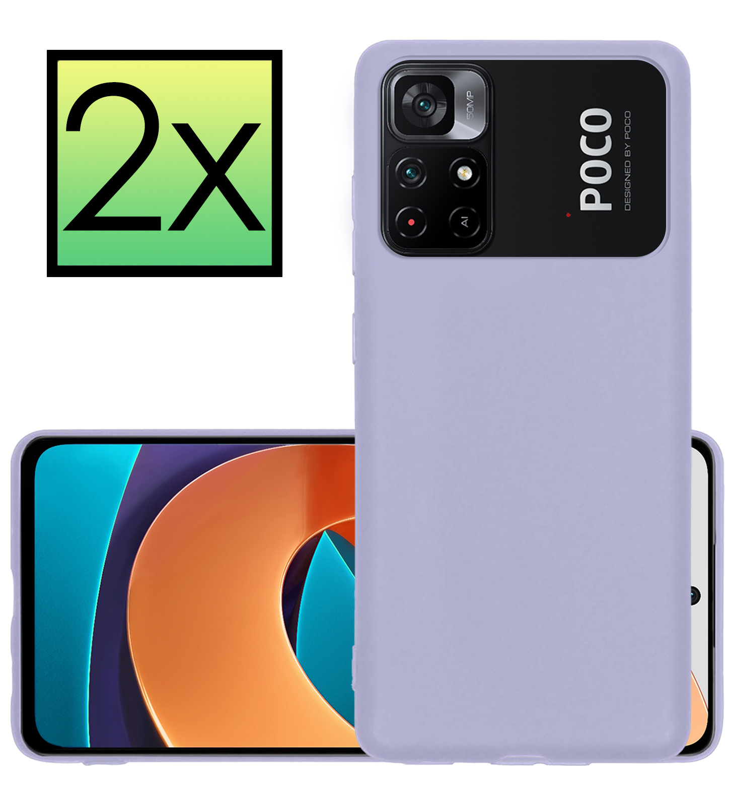 NoXx Hoes Geschikt voor Xiaomi Poco M4 Pro 5G Hoesje Cover Siliconen Back Case Hoes - Lila - 2x