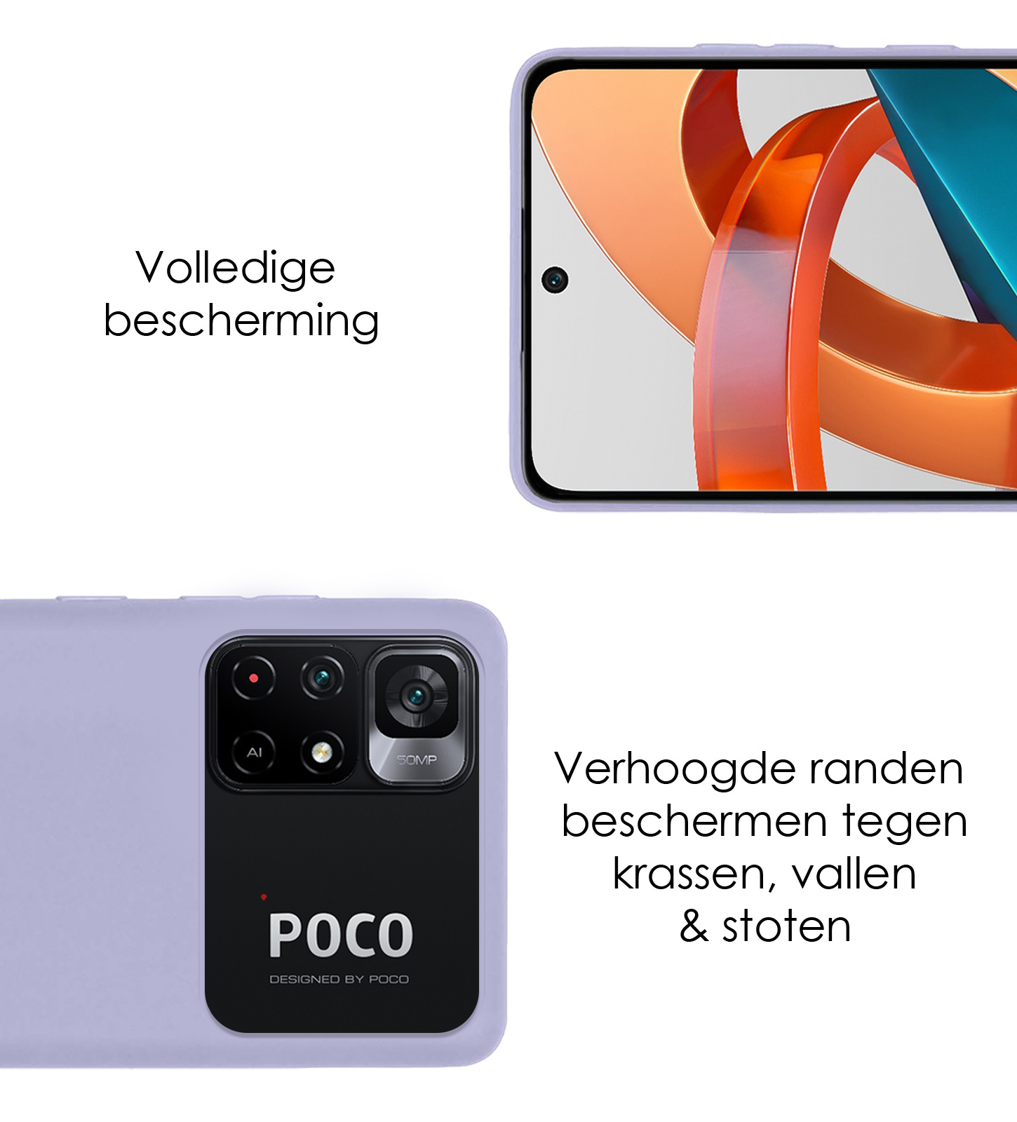 NoXx Hoes Geschikt voor Xiaomi Poco M4 Pro 5G Hoesje Cover Siliconen Back Case Hoes - Lila - 2x