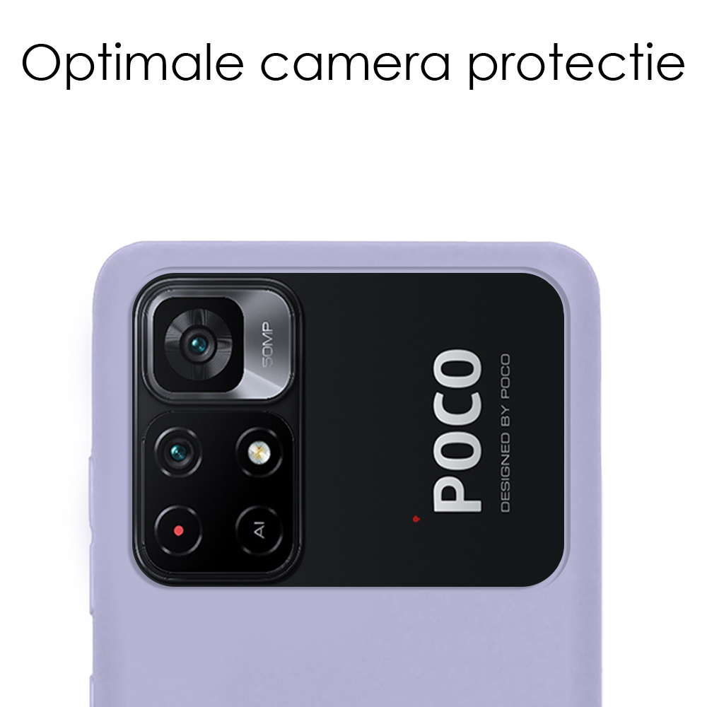 NoXx Hoes Geschikt voor Xiaomi Poco M4 Pro 5G Hoesje Cover Siliconen Back Case Hoes - Lila - 2x