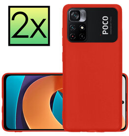 NoXx NoXx Xiaomi Poco M4 Pro 5G Hoesje Siliconen - Rood - 2 PACK