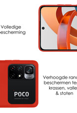 NoXx Hoes Geschikt voor Xiaomi Poco M4 Pro 5G Hoesje Cover Siliconen Back Case Hoes - Rood - 2x