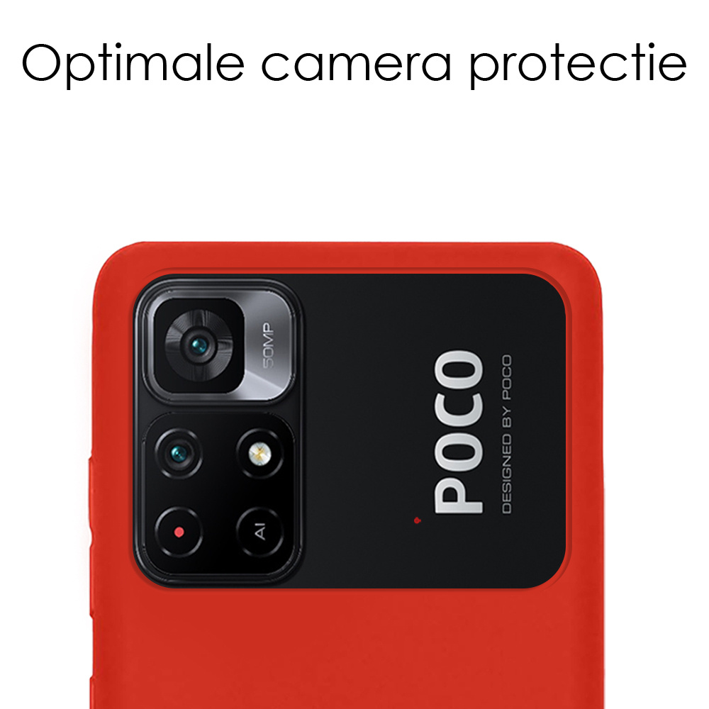 NoXx Hoes Geschikt voor Xiaomi Poco M4 Pro 5G Hoesje Cover Siliconen Back Case Hoes - Rood - 2x