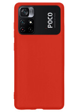 NoXx Hoes Geschikt voor Xiaomi Poco M4 Pro 5G Hoesje Cover Siliconen Back Case Hoes - Rood - 2x