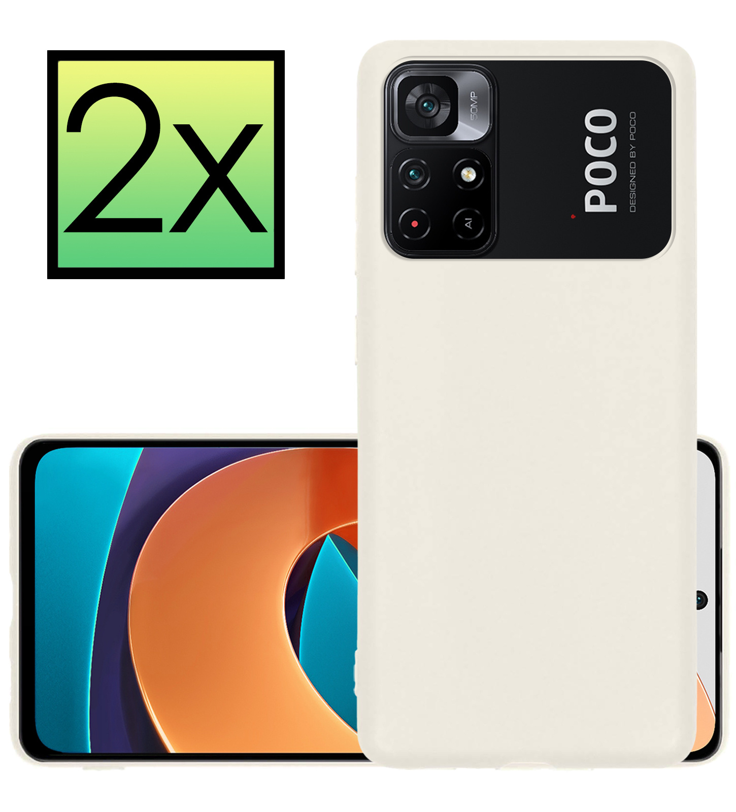 NoXx Hoes Geschikt voor Xiaomi Poco M4 Pro 5G Hoesje Cover Siliconen Back Case Hoes - Wit - 2x