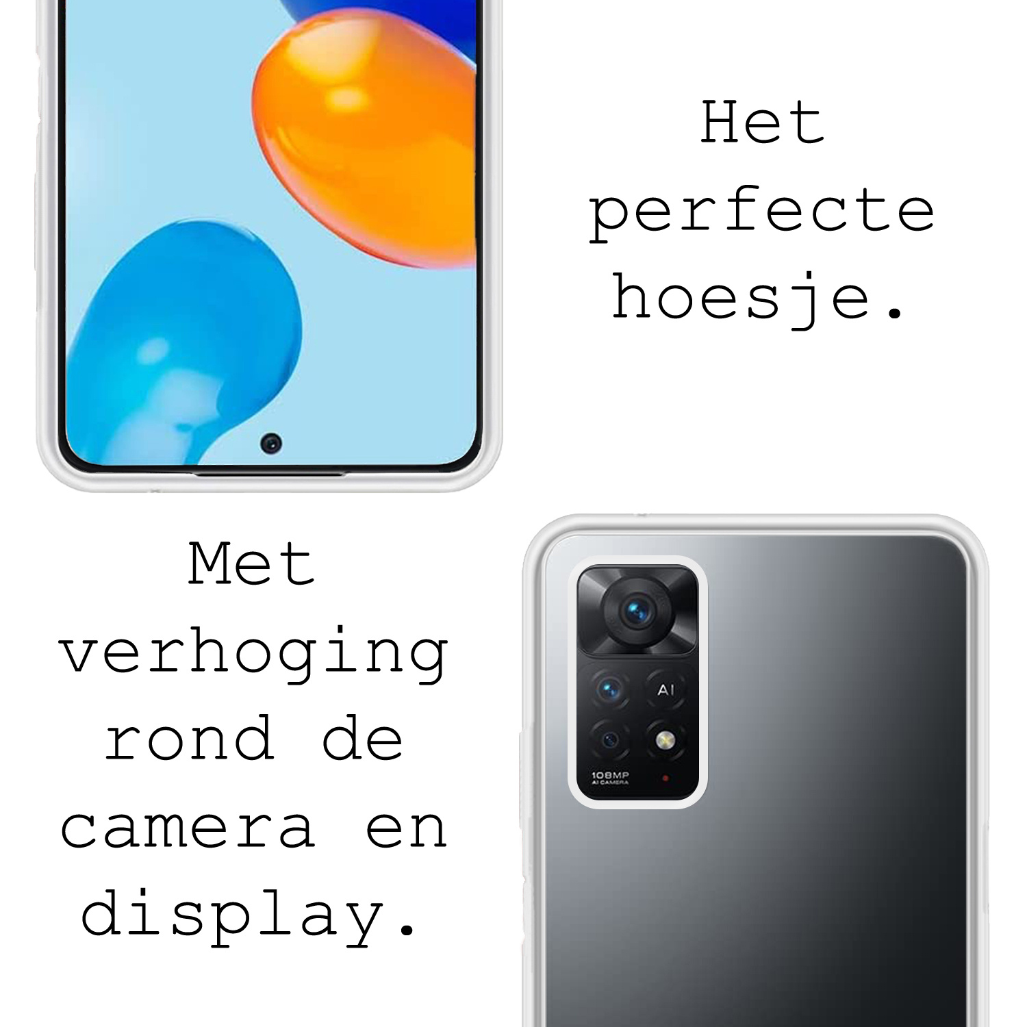 BASEY. Hoes Geschikt voor Xiaomi Redmi Note 11s Hoesje Siliconen Back Cover Case - Hoesje Geschikt voor Xiaomi Redmi Note 11s Hoes Cover Hoesje - Transparant