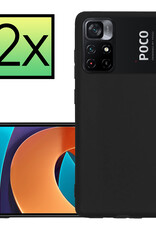 NoXx Hoes Geschikt voor Xiaomi Poco M4 Pro 5G Hoesje Cover Siliconen Back Case Hoes - Zwart - 2x