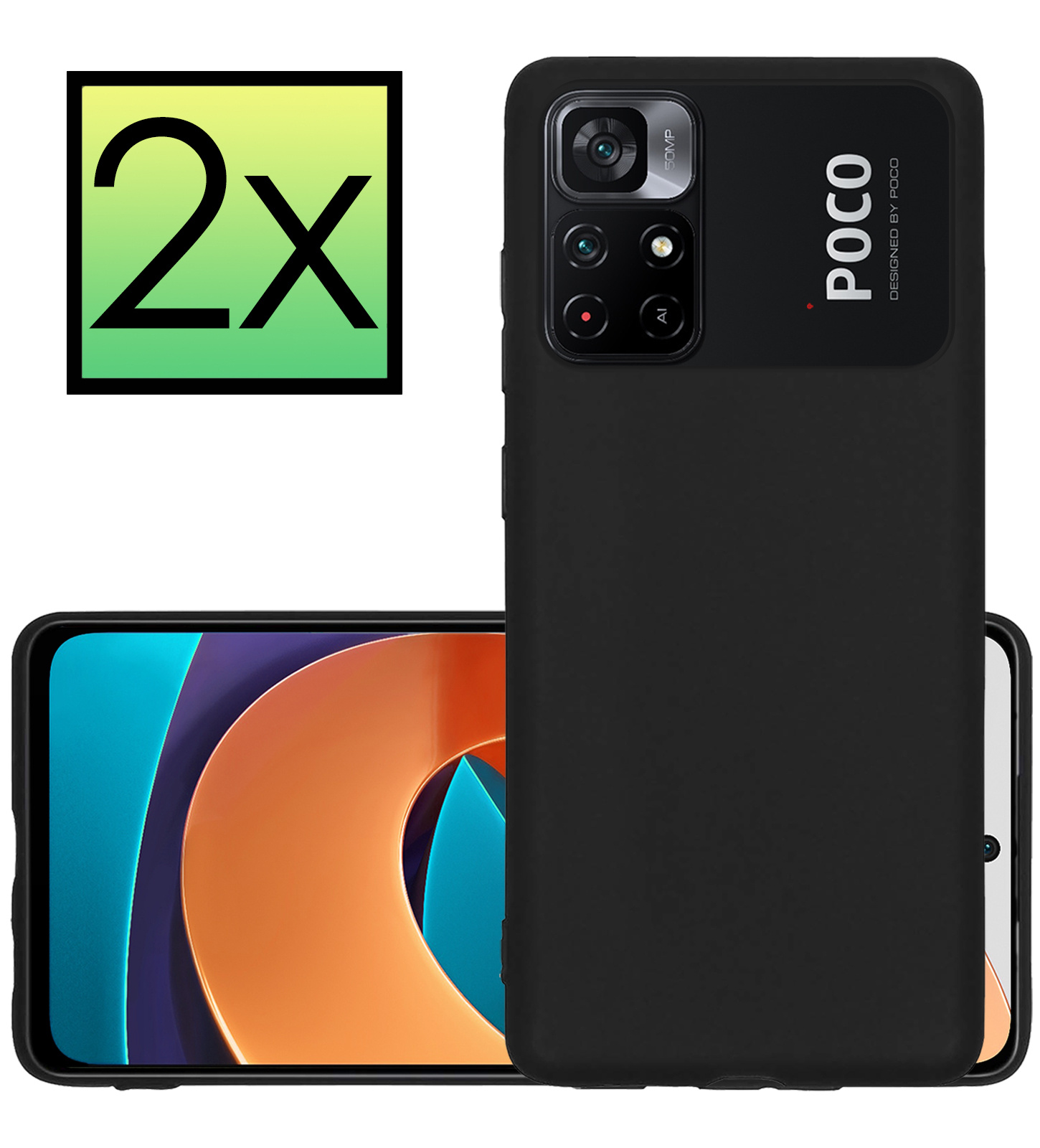 NoXx Hoes Geschikt voor Xiaomi Poco M4 Pro 5G Hoesje Cover Siliconen Back Case Hoes - Zwart - 2x