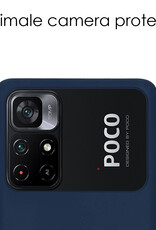 NoXx Hoes Geschikt voor Xiaomi Poco M4 Pro 5G Hoesje Cover Siliconen Back Case Hoes Met Screenprotector - Donkerblauw