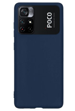 NoXx Hoes Geschikt voor Xiaomi Poco M4 Pro 5G Hoesje Cover Siliconen Back Case Hoes Met Screenprotector - Donkerblauw