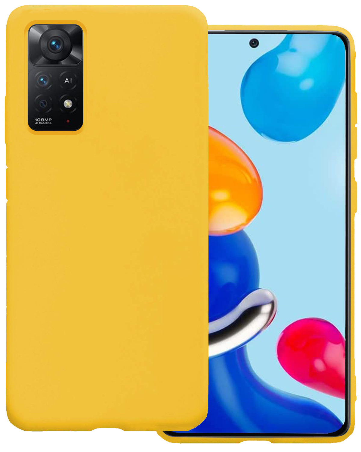 BASEY. Hoes Geschikt voor Xiaomi Redmi Note 11s Hoesje Siliconen Back Cover Case - Hoesje Geschikt voor Xiaomi Redmi Note 11s Hoes Cover Hoesje - Geel