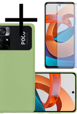 NoXx Hoes Geschikt voor Xiaomi Poco M4 Pro 5G Hoesje Cover Siliconen Back Case Hoes Met Screenprotector - Groen