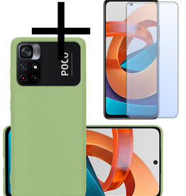 NoXx NoXx Xiaomi Poco M4 Pro 5G Hoesje Siliconen Met Screenprotector - Groen