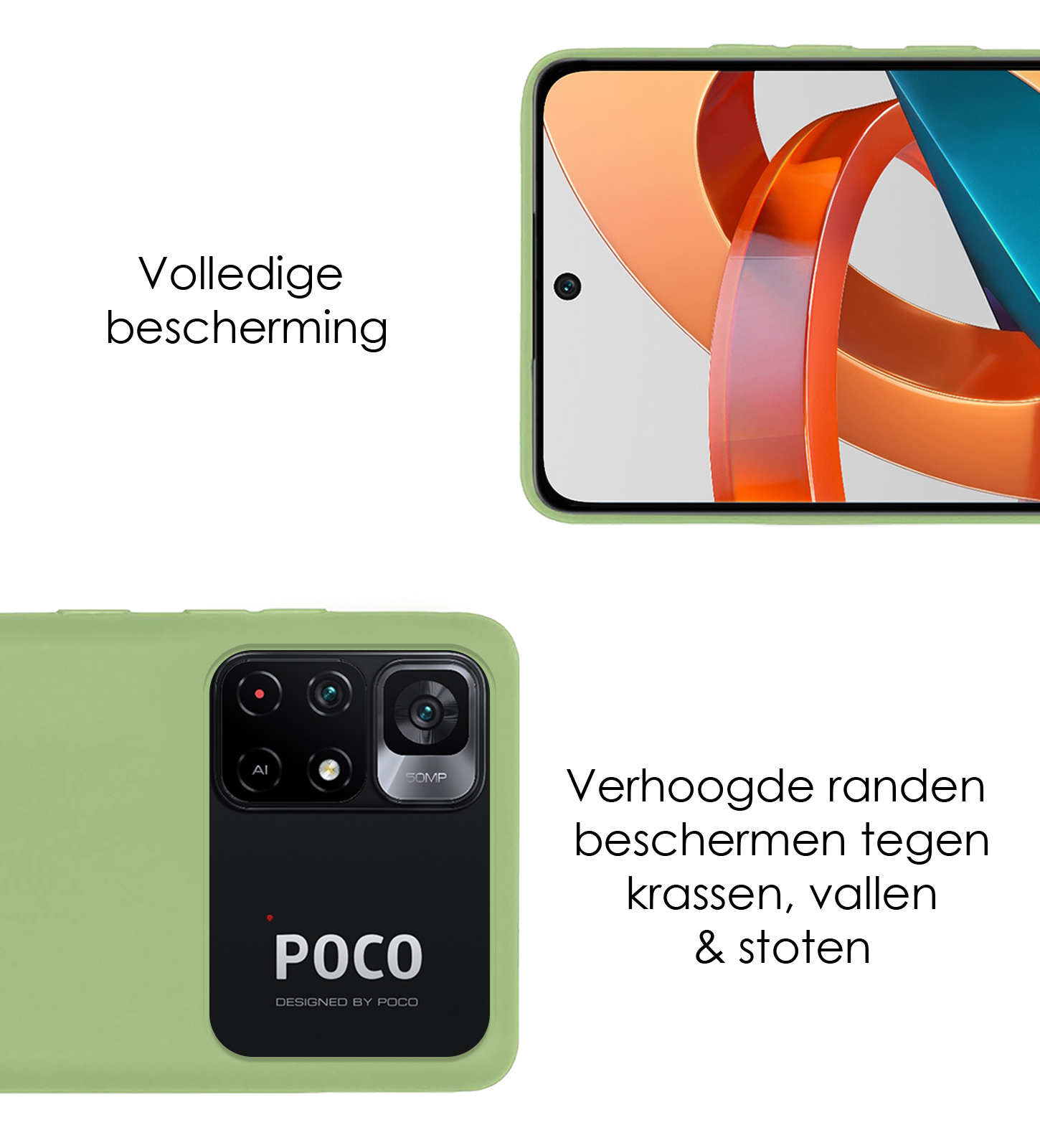 NoXx Hoes Geschikt voor Xiaomi Poco M4 Pro 5G Hoesje Cover Siliconen Back Case Hoes Met Screenprotector - Groen