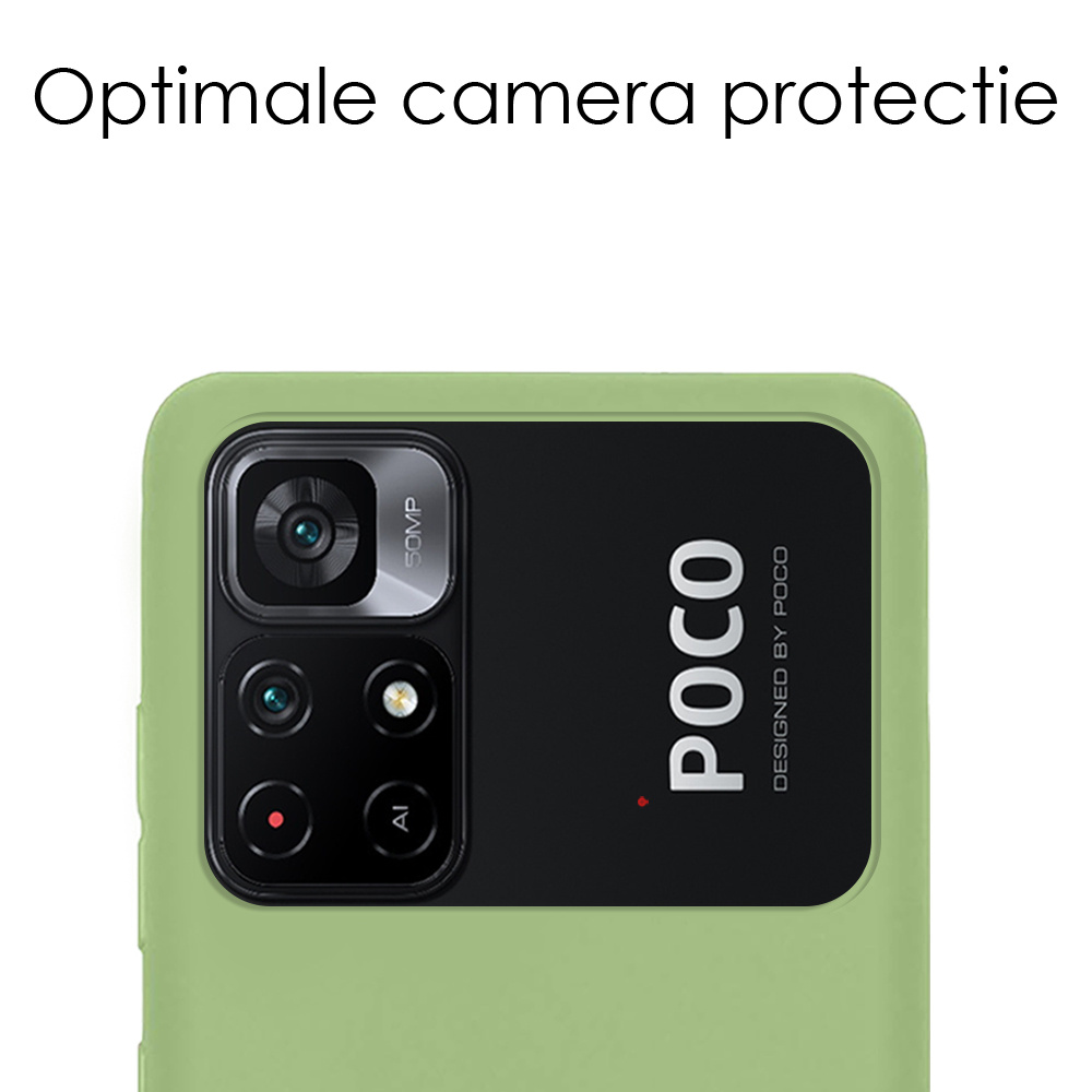 NoXx Hoes Geschikt voor Xiaomi Poco M4 Pro 5G Hoesje Cover Siliconen Back Case Hoes Met Screenprotector - Groen