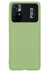 NoXx Hoes Geschikt voor Xiaomi Poco M4 Pro 5G Hoesje Cover Siliconen Back Case Hoes Met Screenprotector - Groen