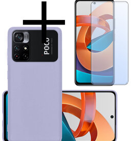 NoXx NoXx Xiaomi Poco M4 Pro 5G Hoesje Siliconen Met Screenprotector - Lila