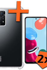 Nomfy Hoesje Geschikt voor Xiaomi Redmi Note 11s Hoesje Shock Proof Cover Case Shockproof Met 2x Screenprotector - Hoes Geschikt voor Xiaomi Redmi Note 11s Hoes Siliconen Back Case - Transparant