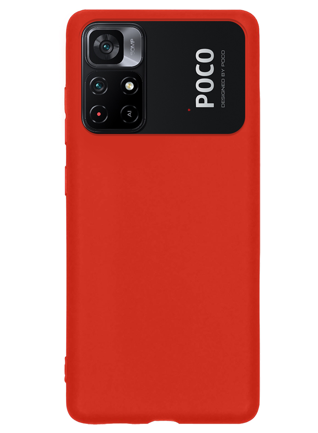 NoXx Hoes Geschikt voor Xiaomi Poco M4 Pro 5G Hoesje Cover Siliconen Back Case Hoes Met Screenprotector - Rood
