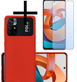 NoXx NoXx Xiaomi Poco M4 Pro 5G Hoesje Siliconen Met Screenprotector - Rood