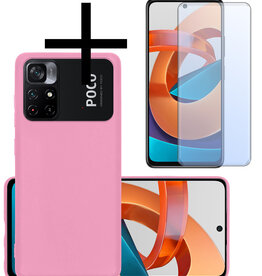 NoXx NoXx Xiaomi Poco M4 Pro 5G Hoesje Siliconen Met Screenprotector - Lichtroze