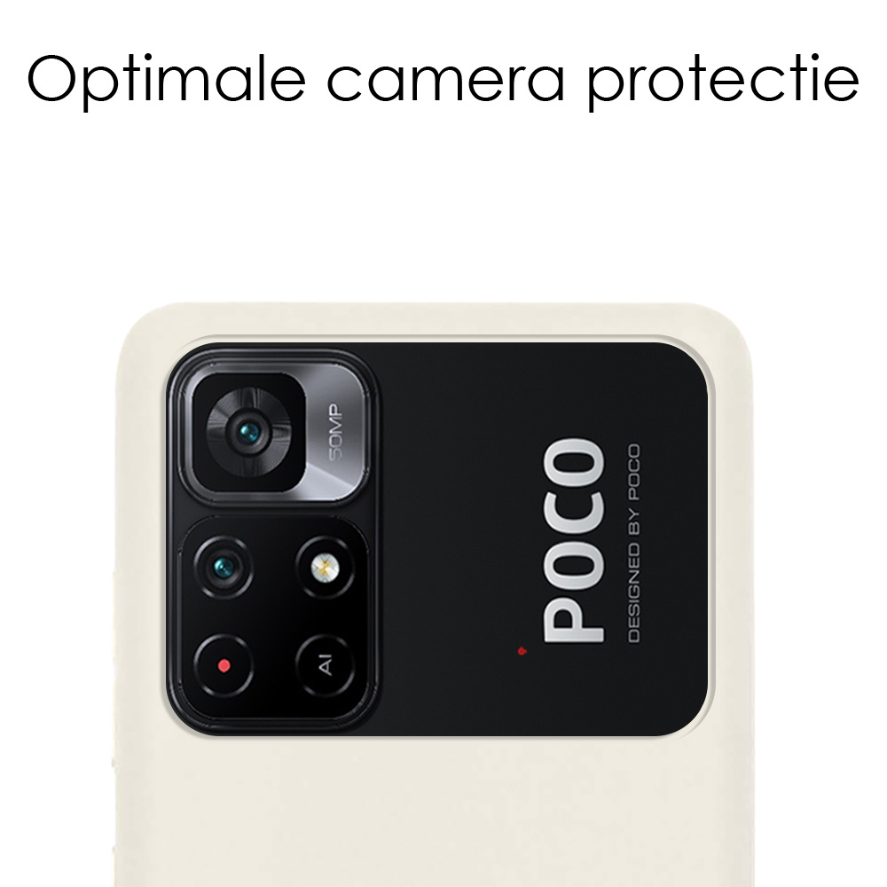 NoXx Hoes Geschikt voor Xiaomi Poco M4 Pro 5G Hoesje Cover Siliconen Back Case Hoes Met Screenprotector - Wit