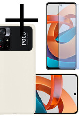 NoXx Hoes Geschikt voor Xiaomi Poco M4 Pro 5G Hoesje Cover Siliconen Back Case Hoes Met Screenprotector - Wit