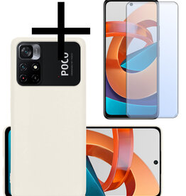 NoXx NoXx Xiaomi Poco M4 Pro 5G Hoesje Siliconen Met Screenprotector - Wit