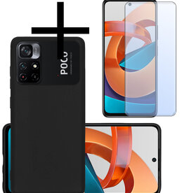 NoXx NoXx Xiaomi Poco M4 Pro 5G Hoesje Siliconen Met Screenprotector - Zwart