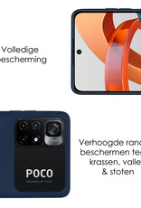 NoXx Hoes Geschikt voor Xiaomi Poco M4 Pro 5G Hoesje Cover Siliconen Back Case Hoes Met 2x Screenprotector - Donkerblauw