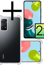 NoXx Hoes Geschikt voor Xiaomi Redmi Note 11s Hoesje Siliconen Cover Shock Proof Back Case Shockproof Hoes Met 2x Screenprotector - Transparant