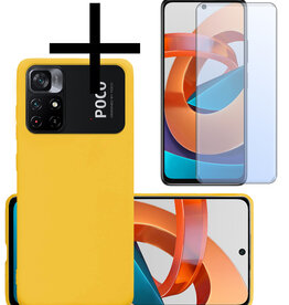NoXx NoXx Xiaomi Poco M4 Pro 5G Hoesje Siliconen Met 2x Screenprotector - Geel