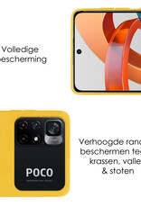 NoXx Hoes Geschikt voor Xiaomi Poco M4 Pro 5G Hoesje Cover Siliconen Back Case Hoes Met 2x Screenprotector - Geel