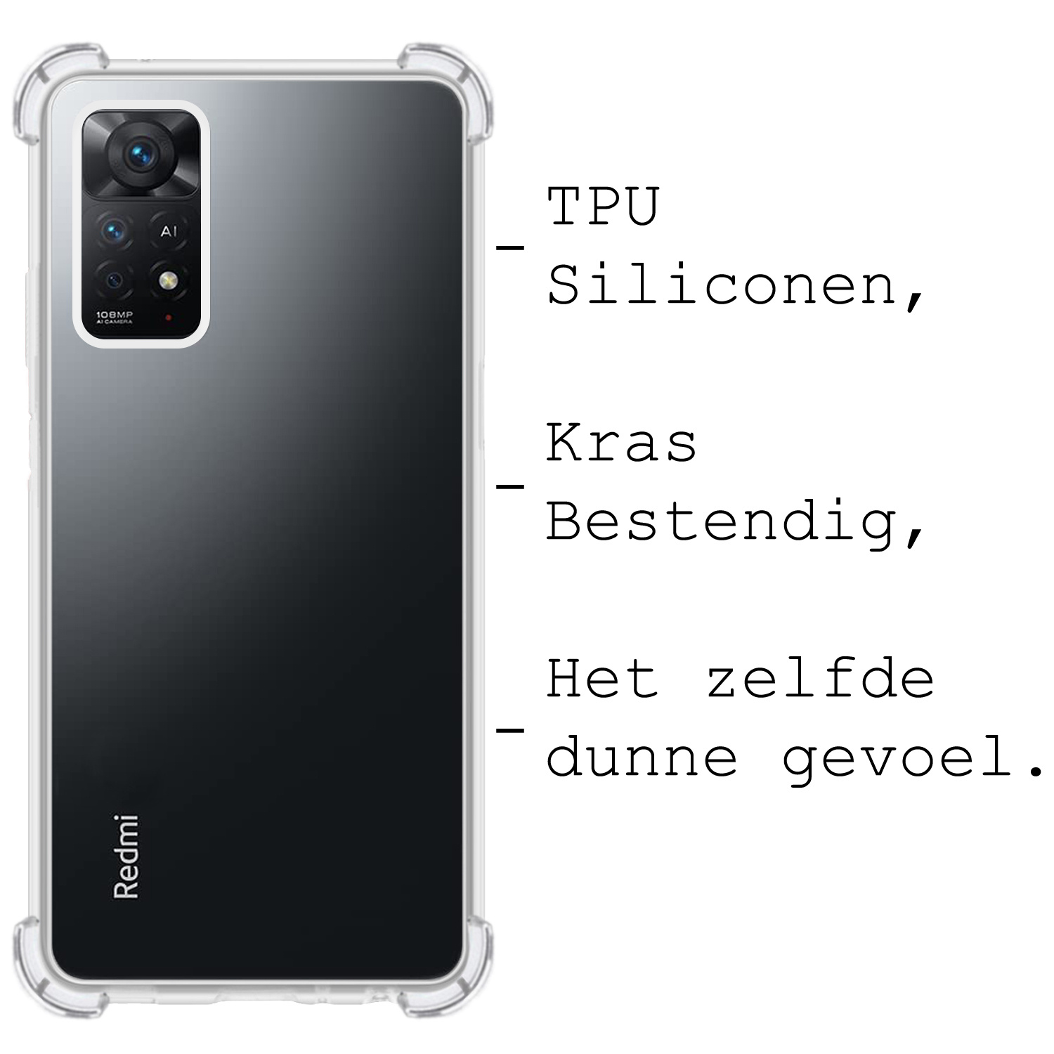 BASEY. Hoes Geschikt voor Xiaomi Redmi Note 11s Hoesje Shock Proof Case Hoes Siliconen Met 2x Screenprotector - Hoesje Geschikt voor Xiaomi Redmi Note 11s Hoes Cover Shockproof - Transparant