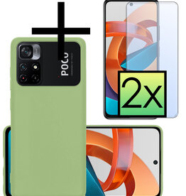 NoXx NoXx Xiaomi Poco M4 Pro 5G Hoesje Siliconen Met 2x Screenprotector - Groen