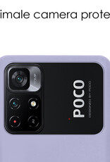 NoXx Hoes Geschikt voor Xiaomi Poco M4 Pro 5G Hoesje Cover Siliconen Back Case Hoes Met 2x Screenprotector - Lila