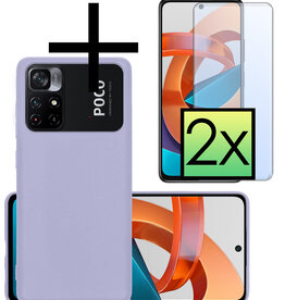 NoXx NoXx Xiaomi Poco M4 Pro 5G Hoesje Siliconen Met 2x Screenprotector - Lila