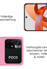 NoXx Hoes Geschikt voor Xiaomi Poco M4 Pro 5G Hoesje Cover Siliconen Back Case Hoes Met 2x Screenprotector - Lichtroze
