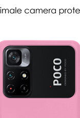 NoXx Hoes Geschikt voor Xiaomi Poco M4 Pro 5G Hoesje Cover Siliconen Back Case Hoes Met 2x Screenprotector - Lichtroze