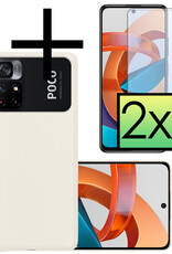 NoXx Hoes Geschikt voor Xiaomi Poco M4 Pro 5G Hoesje Cover Siliconen Back Case Hoes Met 2x Screenprotector - Wit