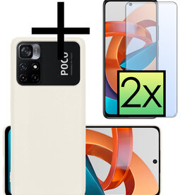 NoXx NoXx Xiaomi Poco M4 Pro 5G Hoesje Siliconen Met 2x Screenprotector - Wit