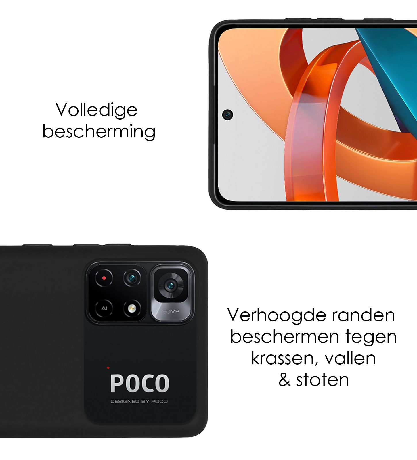 NoXx Hoes Geschikt voor Xiaomi Poco M4 Pro 5G Hoesje Cover Siliconen Back Case Hoes Met 2x Screenprotector - Zwart