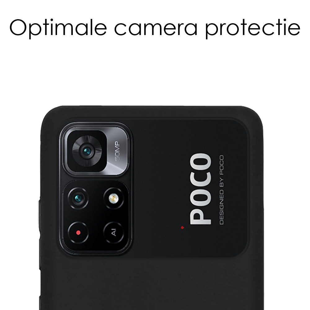 NoXx Hoes Geschikt voor Xiaomi Poco M4 Pro 5G Hoesje Cover Siliconen Back Case Hoes Met 2x Screenprotector - Zwart