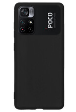 NoXx Hoes Geschikt voor Xiaomi Poco M4 Pro 5G Hoesje Cover Siliconen Back Case Hoes Met 2x Screenprotector - Zwart
