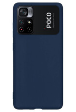 Nomfy Hoesje Geschikt voor Xiaomi Poco M4 Pro 5G Hoesje Siliconen Cover Case - Hoes Geschikt voor Xiaomi Poco M4 Pro 5G Hoes Back Case - Donkerblauw