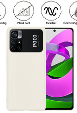 Nomfy Hoesje Geschikt voor Xiaomi Poco M4 Pro 5G Hoesje Siliconen Cover Case Met 2x Screenprotector - Hoes Geschikt voor Xiaomi Poco M4 Pro 5G Hoes Back Case - Wit