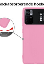 Nomfy Hoesje Geschikt voor Xiaomi Poco M4 Pro 5G Hoesje Siliconen Cover Case Met 2x Screenprotector - Hoes Geschikt voor Xiaomi Poco M4 Pro 5G Hoes Back Case - Lichtroze