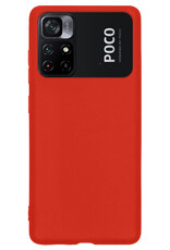 Nomfy Hoesje Geschikt voor Xiaomi Poco M4 Pro 5G Hoesje Siliconen Cover Case - Hoes Geschikt voor Xiaomi Poco M4 Pro 5G Hoes Back Case - Rood