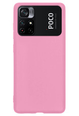 Nomfy Hoesje Geschikt voor Xiaomi Poco M4 Pro 5G Hoesje Siliconen Cover Case - Hoes Geschikt voor Xiaomi Poco M4 Pro 5G Hoes Back Case - Lichtroze